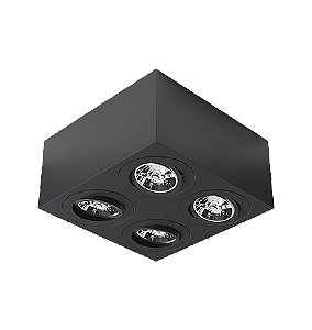 Spot de Sobrepor Sura Face Plana Quadrado AR70 12,3x25,1x25,1cm Alumínio Preto Fosco.