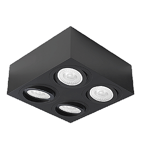 Spot de Sobrepor Sura Face Plana Quadrado PAR30 12,8x32,7x32,7cm Alumínio Preto Fosco.