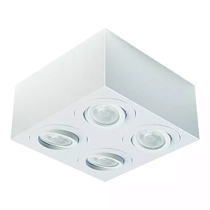 Spot de Sobrepor Sura Face Plana Quadrado PAR20 12,3x25,1x25,1cm Alumínio Branco Fosco.