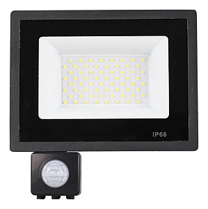 Refletor Com Sensor De Presença Led 300w Fotocélula Bivolt 6500k Preto.