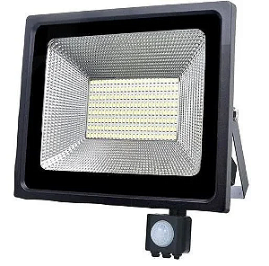 Refletor Com Sensor De Presença Led 400w Fotocélula Bivolt 6500k Preto.