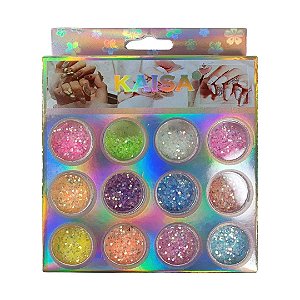 KIT GLITTER  FLOCADO 12 CORES KAISA