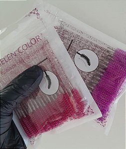 ESCOVINHA PARA CILIOS 50UNID HELEN COLOR COM GLITTER