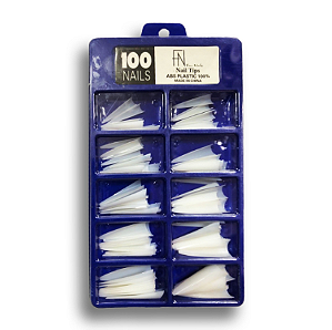 TIPS CAIXA STILETTO ABS 100 UNID FAN NAILS LEITOSA