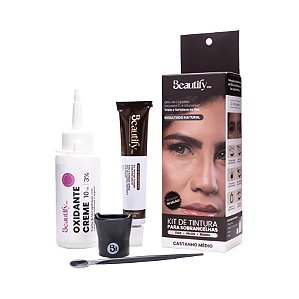 KIT TINTURA SOBRANCELHA CASTANHO MÉDIO BEAUTIFY PRO 30 ML