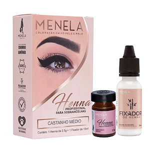 KIT HENNA PARA SOBRANCELHAS MENELA 2,5 G - CASTANHO MEDIO