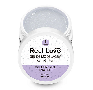 GEL DE MODELAGEM COM GLITTER TRANSPARENT 01 REAL LOVE - 15ML