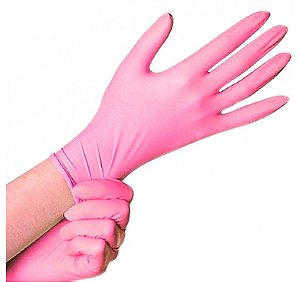 LUVA NITRILICA C/ 12 UNID/ TAM M / ROSA CEL´S