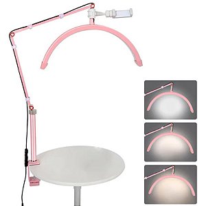 LUMINARIA DE MESA LED MEIA LUA SUSPENSA ARTICULADA ROSA