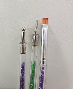 PINCEL PARA GEL DUPLA PONTA COM BOLEADOR D&Z