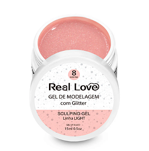 GEL DE MODELAGEM COM GLITTER PINK NUDE 08 REAL LOVE - 15ML
