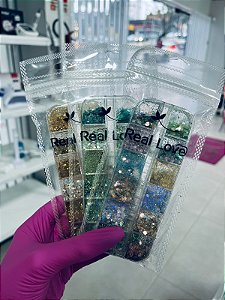KIT ESTOJO GLITTER 12 CORES REAL LOVE