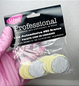 LIXA AUTOADESIVA PARA MANDRIL BRANCA 20UNI #80 U-HU