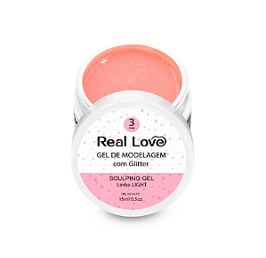 GEL DE MODELAGEM COM GLITTER PINK 03 REAL LOVE - 15ML