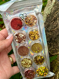 KIT GLITTER DOURADO 10 MODELOS  REAL LOVE