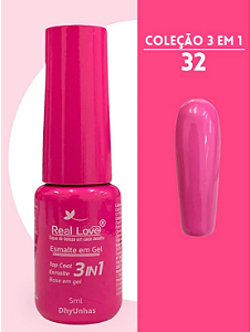 ESMALTE EM GEL Nº032 3 EM 1 BASE/ESMALTE/TOP COAT REAL LOVE 5ML