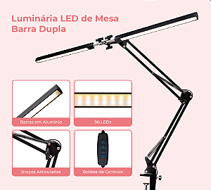 LUMINARIA  DE LED DUPLA KAISA PRETA