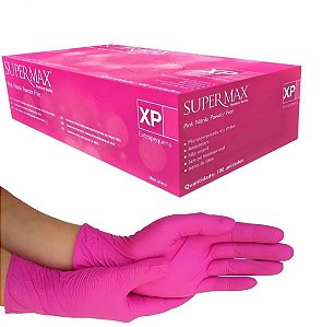 LUVA NITRILICA ROSA TAM XP 100UNID.