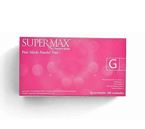 LUVA NITRILICA ROSA TAM G 100UNID.