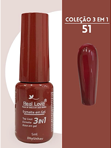 ESMALTE EM GEL Nº 051 3 EM 1 BASE/ESMALTE/TOP COAT REAL LOVE 5ML