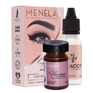 KIT HENNA PARA SOBRANCELHAS MENELA 2,5 G - CASTANHO ESCURO