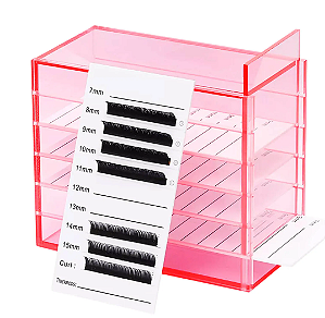 LASH BOX ACRILICA ORGANIZADORA DE CILIOS 5 PLACAS ROSA