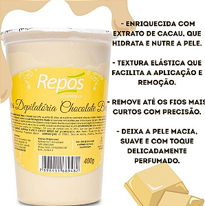 CERA REPOS DEPILATORIA EM POTE CHOCOLATE BRANCO 400G
