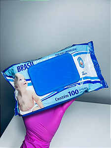 TOALHA UMEDECIDA BEBE COM TAMPA C/100 UNIDADES BRASIL CARE