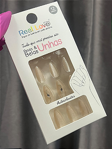 UNHA POSTIÇA AUTOCOLANTE 12 UNIDADES REAL LOVE ( COLORIDAS )