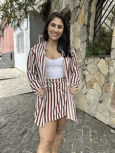 Conjunto listrado saia