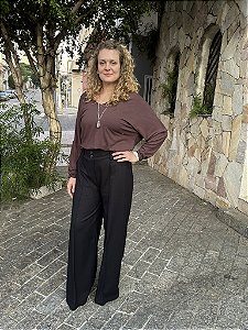 Calca pantalona de linho