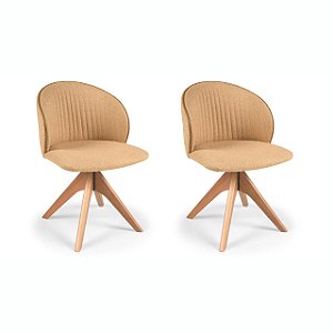 Kit 2 Cadeiras Sofia Giratória (Amêndoa / 921 / Debrum 910)