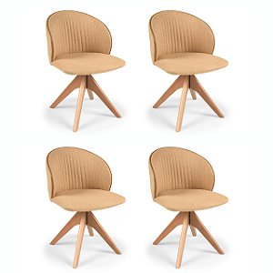 Kit 4 Cadeiras Sofia Giratória (Amêndoa / 921 / Debrum 910)