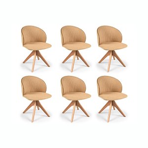 Kit 6 Cadeiras Sofia Giratória (Amêndoa / 921 / Debrum 910)