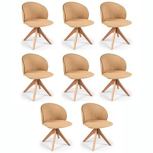 Kit 8 Cadeiras Sofia Giratória (Amêndoa / 921 / Debrum 910)