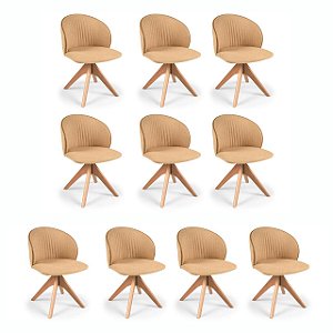 Kit 10 Cadeiras Sofia Giratória (Amêndoa / 921 / Debrum 910)