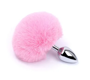 Plug Anal de Metal com Pompom - Tamanho P