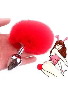 Plug Anal de Metal com Pompom - Tamanho M