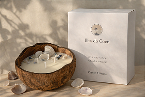 VELA AROMÁTICA RÚSTICA | COCO NATURAL - 240ml 🥥
