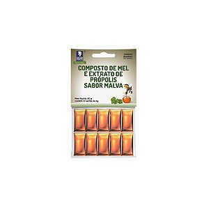 CARTELA DE MEL COM PRÓPOLIS E MALVA — 10 SACHÊS