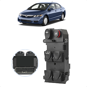 Comando Botão Vidro Elétrico Honda New Civic 2006 a 2011
