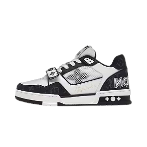 Louis Vuitton LV Trainer Low Velcro Strap Monogram Denim Black White