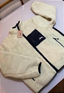 Jaqueta Stussy 8 Ball Sherpa Dupla Face Branca - Pronta entrega