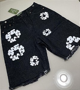 Denim Tears Bermuda Jeans Preto Cotton Wreath - PRONTA ENTREGA