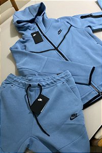 Conjunto Nike Tech Fleece azul - Pronta Entrega