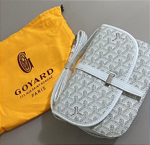 bolsa Goyard Belvédère PM branca em lona Goyardine com acabamento em couro Decize. - Pronta Entrega