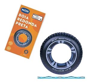 MOR BOIA REDONDA PRETA 90CM (ESTAMPA PNEU) 1813