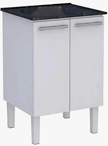 Gabinete de Aço com Tanque sintético 60x50 preto - Cozimax