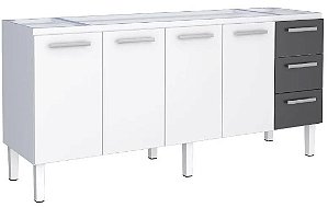 Gabinete Cozinha Aço 2,00 metros Modelo Venus na cor Branca e gavetas preta - Cozimax