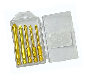 Kit 5 Brocas Ferramentas Corte De Videa Furar Vidro 4 A 10mm